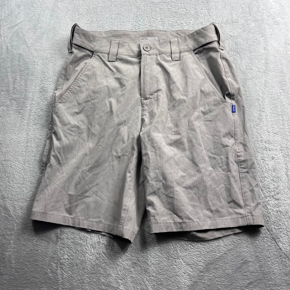 Huk Performance Fabrics Mens Gray Fishing Shorts Size Medium Quick Dry Outdoor